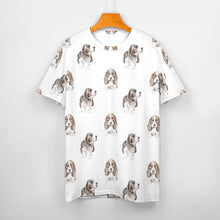 Load image into Gallery viewer, Watercolor Symphony Basset Hounds Men&#39;s Cotton T-Shirt-Apparel-Apparel, Basset Hound, Dog Dad Gifts, T Shirt-S-White-1