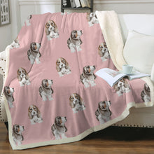 Load image into Gallery viewer, Watercolor Symphony Basset Hounds Sherpa Fleece Blanket - 8 Colors-Blanket-Basset Hound, Bedding, Blankets, Home Decor-4