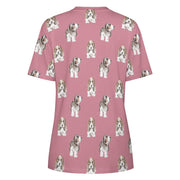 Watercolor Symphony Basset Hounds Women's Cotton T-Shirt-Apparel-Apparel, Basset Hound, Dog Mom Gifts, T Shirt-13