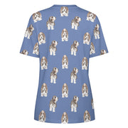 Watercolor Symphony Basset Hounds Women's Cotton T-Shirt-Apparel-Apparel, Basset Hound, Dog Mom Gifts, T Shirt-16