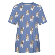 Watercolor Symphony Basset Hounds Women's Cotton T-Shirt-Apparel-Apparel, Basset Hound, Dog Mom Gifts, T Shirt-17