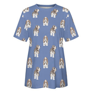 Watercolor Symphony Basset Hounds Women's Cotton T-Shirt-Apparel-Apparel, Basset Hound, Dog Mom Gifts, T Shirt-17