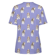 Watercolor Symphony Basset Hounds Women's Cotton T-Shirt-Apparel-Apparel, Basset Hound, Dog Mom Gifts, T Shirt-27