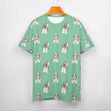 Load image into Gallery viewer, Watercolor Symphony Basset Hounds Women&#39;s Cotton T-Shirt-Apparel-Apparel, Basset Hound, Dog Mom Gifts, T Shirt-29