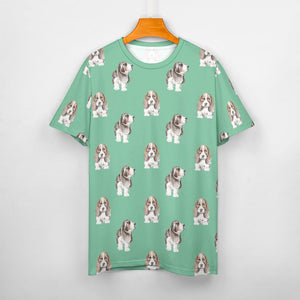 Watercolor Symphony Basset Hounds Women's Cotton T-Shirt-Apparel-Apparel, Basset Hound, Dog Mom Gifts, T Shirt-29