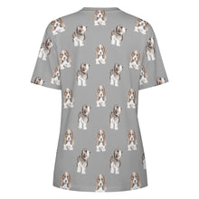 Load image into Gallery viewer, Watercolor Symphony Basset Hounds Women&#39;s Cotton T-Shirt-Apparel-Apparel, Basset Hound, Dog Mom Gifts, T Shirt-30