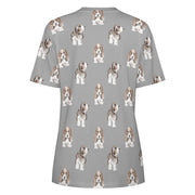 Watercolor Symphony Basset Hounds Women's Cotton T-Shirt-Apparel-Apparel, Basset Hound, Dog Mom Gifts, T Shirt-30