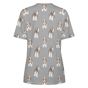 Watercolor Symphony Basset Hounds Women's Cotton T-Shirt-Apparel-Apparel, Basset Hound, Dog Mom Gifts, T Shirt-30