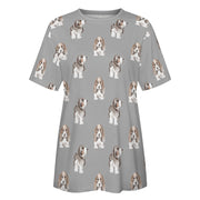 Watercolor Symphony Basset Hounds Women's Cotton T-Shirt-Apparel-Apparel, Basset Hound, Dog Mom Gifts, T Shirt-32