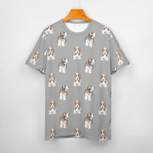 Load image into Gallery viewer, Watercolor Symphony Basset Hounds Women&#39;s Cotton T-Shirt-Apparel-Apparel, Basset Hound, Dog Mom Gifts, T Shirt-39