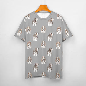 Watercolor Symphony Basset Hounds Women's Cotton T-Shirt-Apparel-Apparel, Basset Hound, Dog Mom Gifts, T Shirt-39