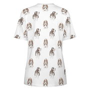 Watercolor Symphony Basset Hounds Women's Cotton T-Shirt-Apparel-Apparel, Basset Hound, Dog Mom Gifts, T Shirt-5