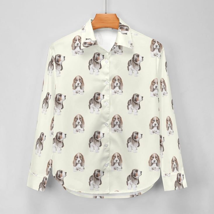 Watercolor Symphony Basset Hounds Women's Shirt-Apparel-Apparel, Basset Hound, Dog Mom Gifts, Shirt-9