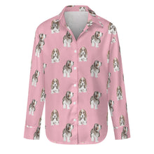 Load image into Gallery viewer, Watercolor Symphony Basset Hounds Women&#39;s Shirt-Apparel-Apparel, Basset Hound, Dog Mom Gifts, Shirt-S-Pink-12