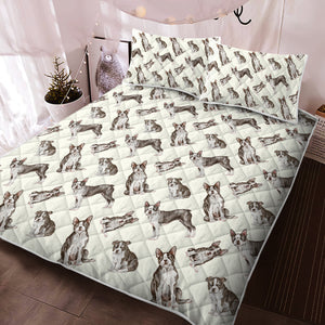 Watercolor Symphony Boston Terriers Quilted Bedding Set - 5 Colors-Bedding-Bedding, Blankets, Boston Terrier, Home Decor-5