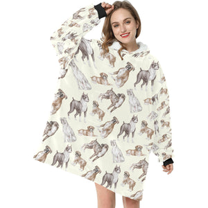 Watercolor Symphony Boxer Dogs Blanket Hoodie-3