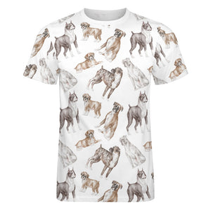 Watercolor Symphony Boxer Dogs Men's Cotton T-Shirt-12