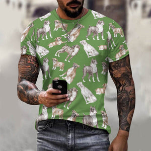 Watercolor Symphony Boxer Dogs Men's Cotton T-Shirt-16