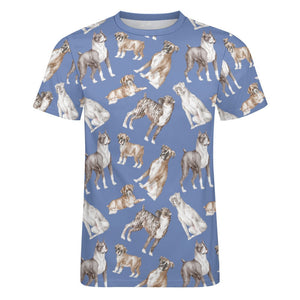 Watercolor Symphony Boxer Dogs Men's Cotton T-Shirt-19