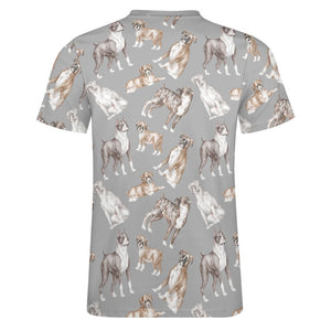 Watercolor Symphony Boxer Dogs Men's Cotton T-Shirt-21