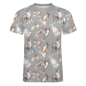 Watercolor Symphony Boxer Dogs Men's Cotton T-Shirt-23