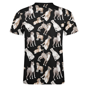 Watercolor Symphony Boxer Dogs Men's Cotton T-Shirt-2