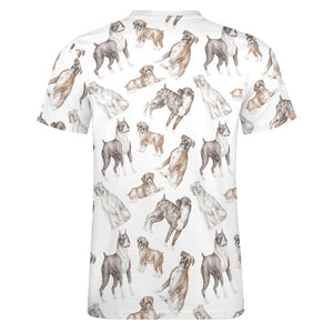 Watercolor Symphony Boxer Dogs Men's Cotton T-Shirt-5