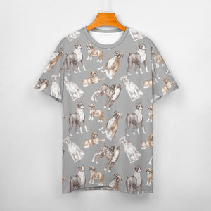 Watercolor Symphony Boxer Dogs Men's Cotton T-Shirt-S-DarkGray-24