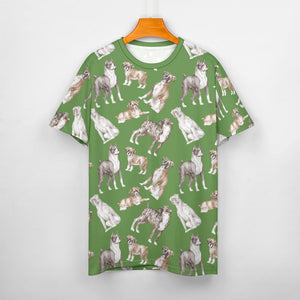 Watercolor Symphony Boxer Dogs Men's Cotton T-Shirt-S-OliveDrab-15