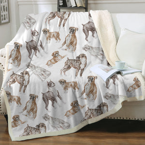 Watercolor Symphony Boxer Dogs Sherpa Fleece Blanket - 8 Colors-Blanket-Bedding, Blankets, Boxer, Home Decor-14