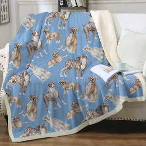 Watercolor Symphony Boxer Dogs Sherpa Fleece Blanket - 8 Colors-Blanket-Bedding, Blankets, Boxer, Home Decor-12