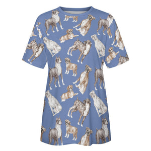 Watercolor Symphony Boxer Dogs Women's Cotton T-Shirt-18