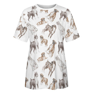 Watercolor Symphony Boxer Dogs Women's Cotton T-Shirt-2