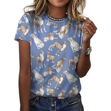 Load image into Gallery viewer, Watercolor Symphony Boxer Dogs Women&#39;s Cotton T-Shirt-2XS-CornflowerBlue-14