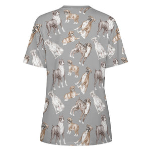 Watercolor Symphony Boxer Dogs Women's Cotton T-Shirt-30