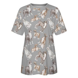 Watercolor Symphony Boxer Dogs Women's Cotton T-Shirt-33