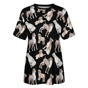 Watercolor Symphony Boxer Dogs Women's Cotton T-Shirt-36