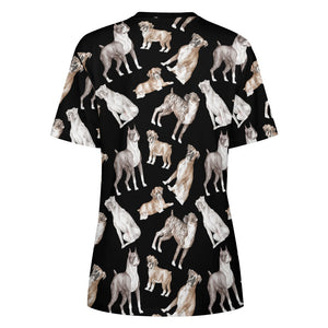 Watercolor Symphony Boxer Dogs Women's Cotton T-Shirt-38