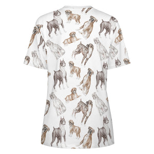 Watercolor Symphony Boxer Dogs Women's Cotton T-Shirt-7