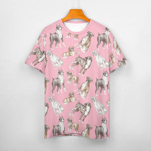 Watercolor Symphony Boxer Dogs Women's Cotton T-Shirt-9