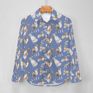 Watercolor Symphony Boxer Dogs Women's Shirt-22