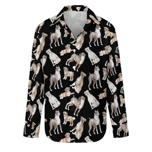 Watercolor Symphony Boxer Dogs Women's Shirt-S-Black-44