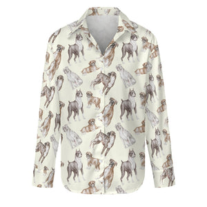 Watercolor Symphony Boxer Dogs Women's Shirt-S-Ivory-6