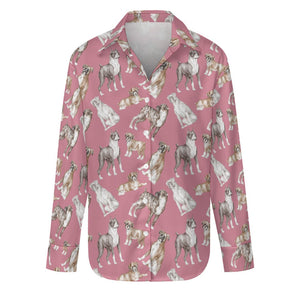 Watercolor Symphony Boxer Dogs Women's Shirt-S-PaleVioletRed-14