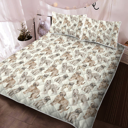 Watercolor Symphony Briards Quilted Bedding Set - 5 Colors-Bedding-Bedding, Blankets, Briard, Home Decor-5