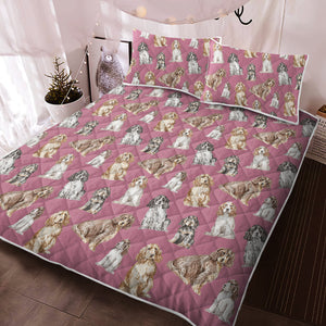 Watercolor Symphony Cocker Spaniels Quilted Bedding Set - 5 Colors-Bedding-Bedding, Blankets, Cocker Spaniel, Home Decor-3