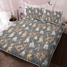 Load image into Gallery viewer, Watercolor Symphony Cocker Spaniels Quilted Bedding Set - 5 Colors-Bedding-Bedding, Blankets, Cocker Spaniel, Home Decor-4