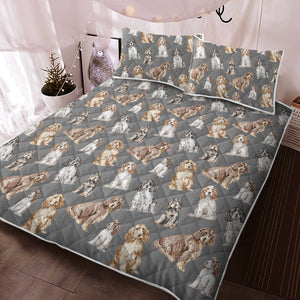 Watercolor Symphony Cocker Spaniels Quilted Bedding Set - 5 Colors-Bedding-Bedding, Blankets, Cocker Spaniel, Home Decor-4