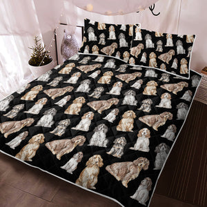 Watercolor Symphony Cocker Spaniels Quilted Bedding Set - 5 Colors-Bedding-Bedding, Blankets, Cocker Spaniel, Home Decor-5