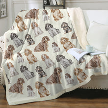 Load image into Gallery viewer, Watercolor Symphony Cocker Spaniels Sherpa Fleece Blanket - 8 Colors-Blanket-Bedding, Blankets, Cocker Spaniel, Home Decor-8